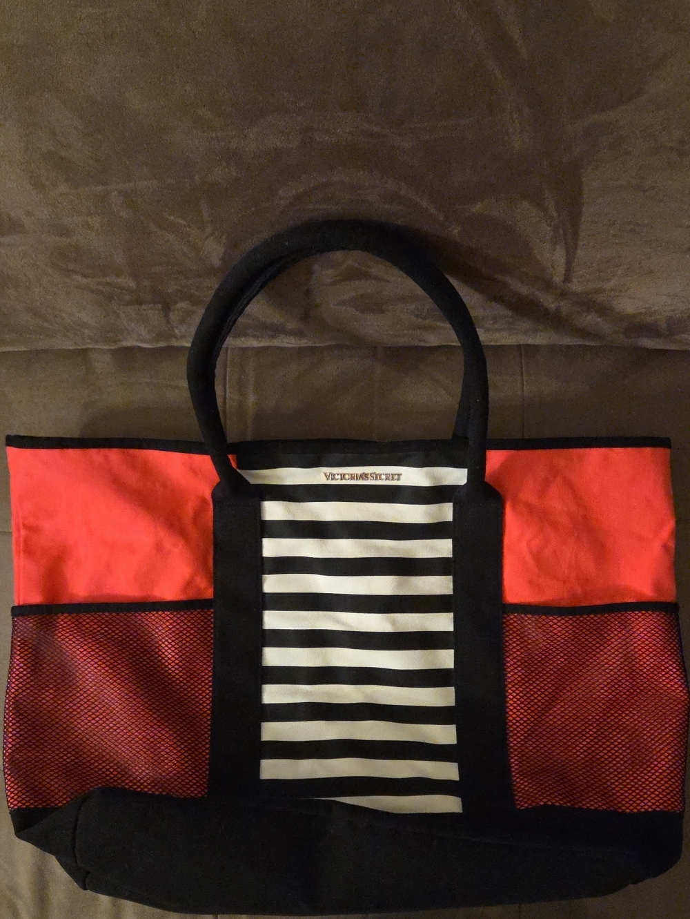 Victoria's Secret Red, Black & White Striped Beach Tote